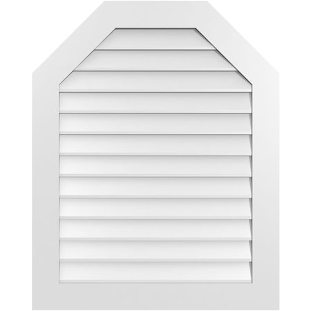 Ekena Millwork Octagonal Top Surface Mount PVC Gable Vent w/ 3-1/2"W x 1"P Standard Frame, 32"W x 40"H GVPOT32X4001SN